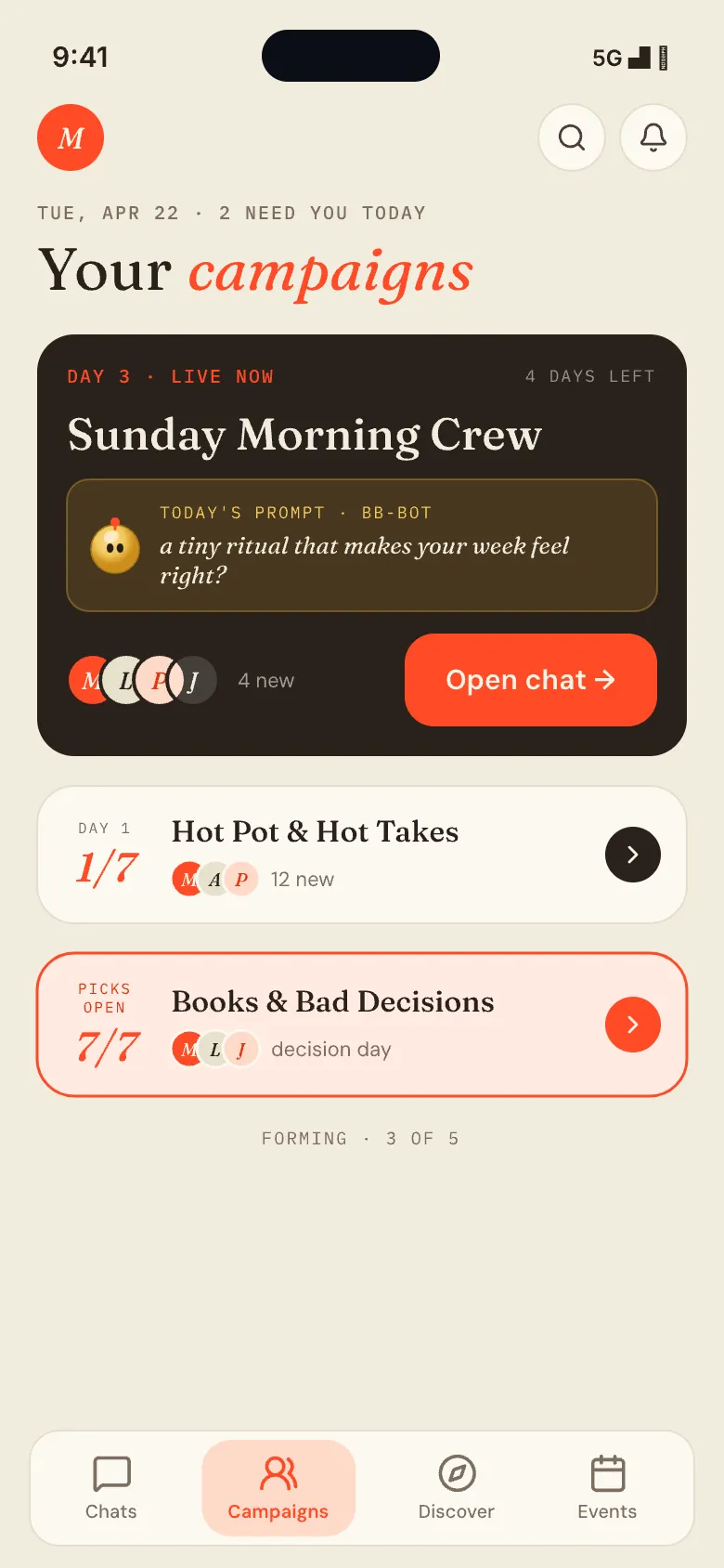 BestBuds Campaigns Screen