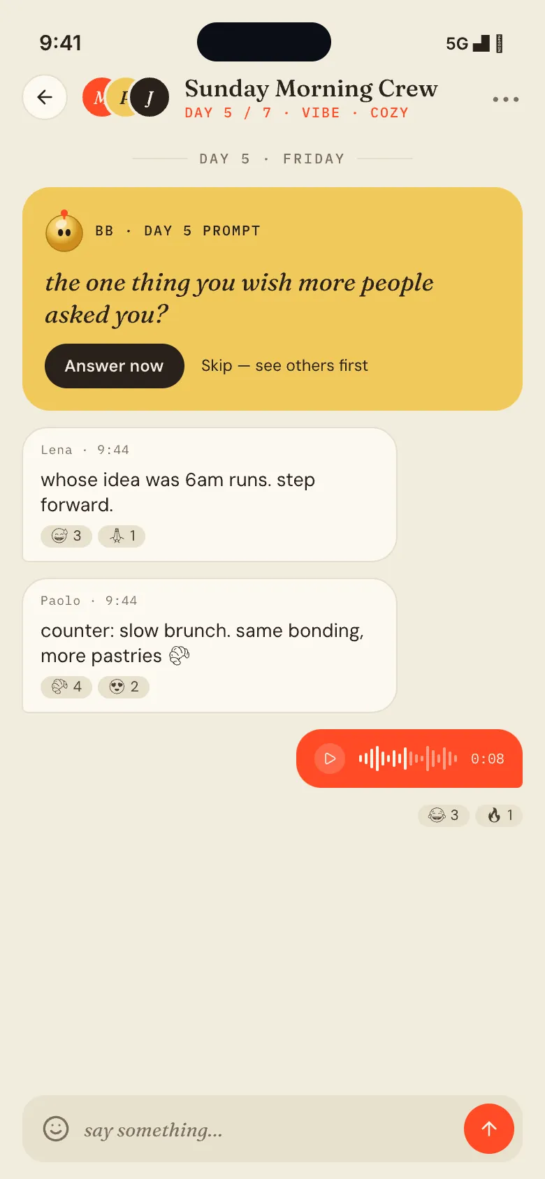 BestBuds screen, Day 5: Voice Notes