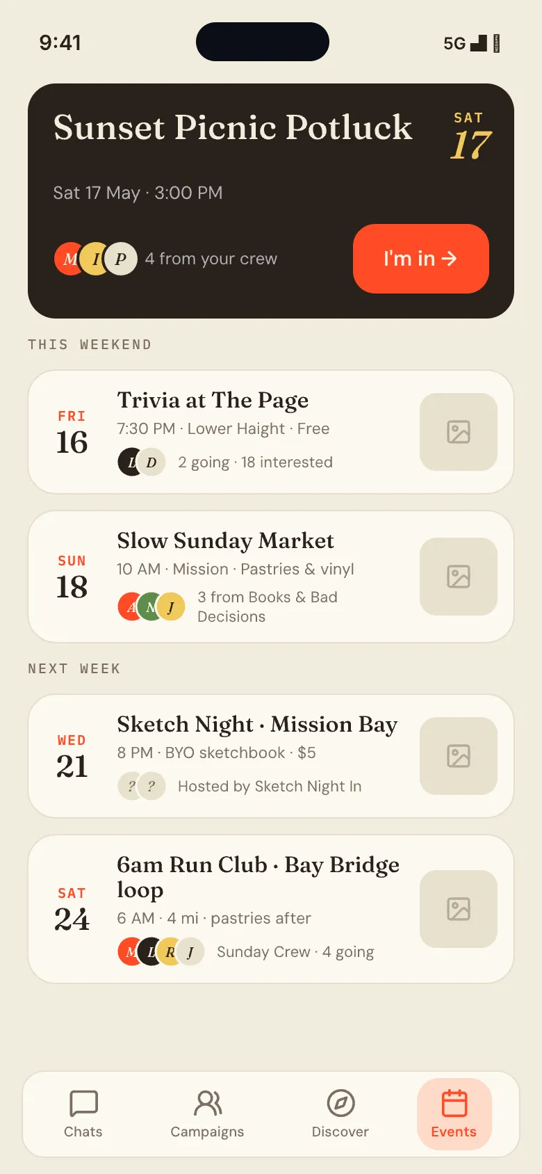 Events Tab